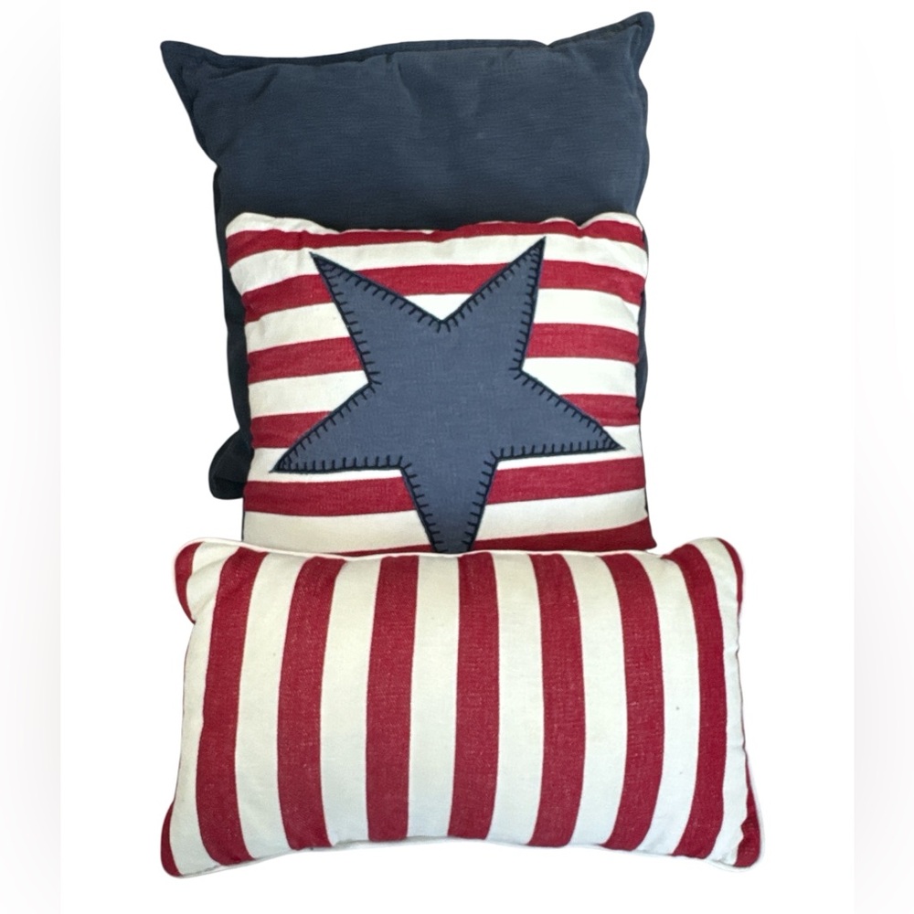 Patriotic Pillow Set of 3 Red White Blue Star Stripe Americana Farmhouse Decor